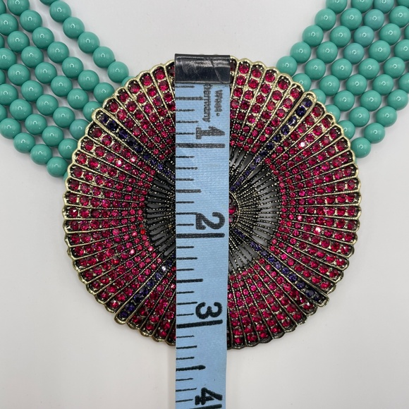 Heidi Daus Belgian Disc Turquoise Crystal Statement Necklace - Picture 4 of 12